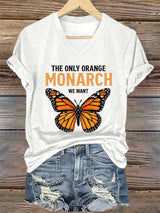 🔥Buy 3 Get 15% Off🔥V-Neck Retro The Only Orange Monarch We Want Print T-Shirt