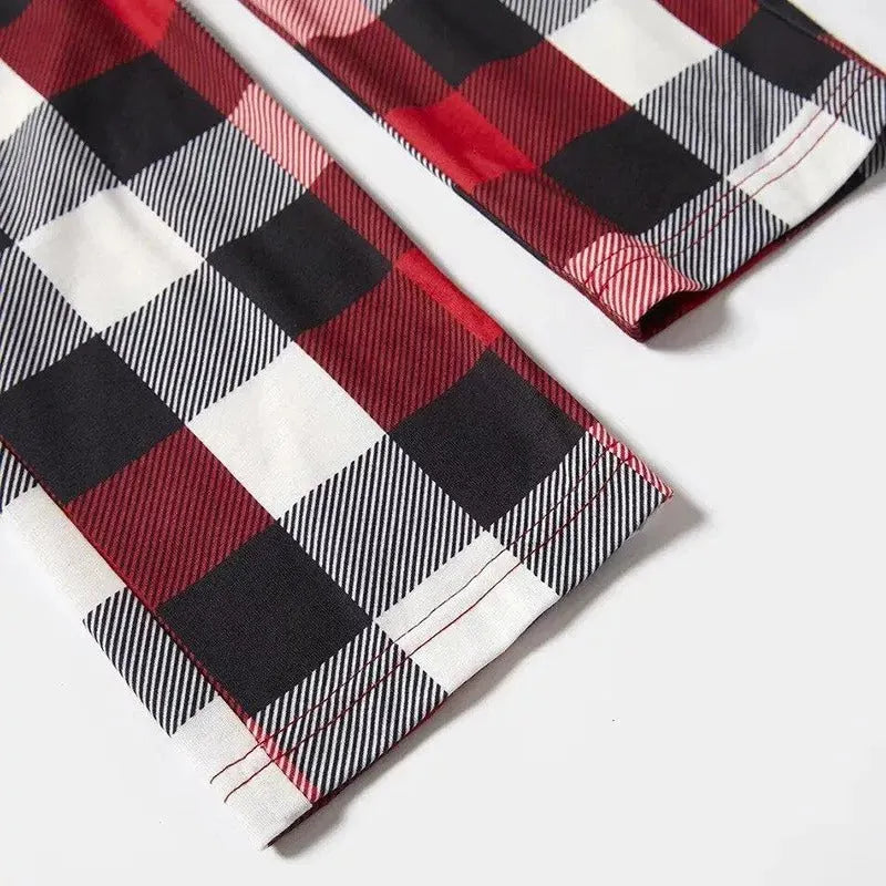 "2025 Family Christmas" Moose Letter Prints Red & Black & Grey & White Plaid Family Matching Pajamas
