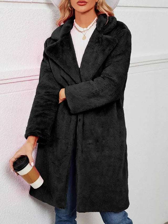 Women's Winter Fleece Sherpa Jacket Windproof Long Teddy Coat