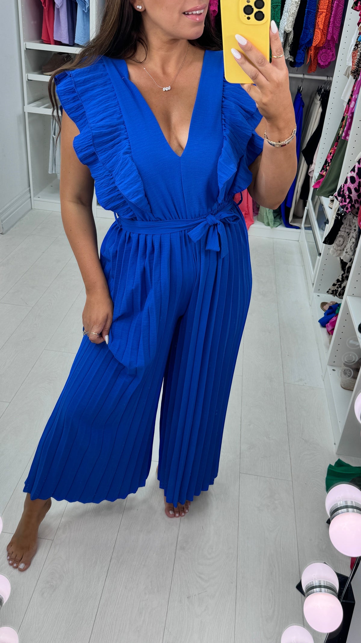 Isannah Pleated Frill Shoulder Jumpsuit