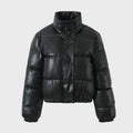 PU leather quilted jacket for women