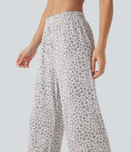 High Waisted Wide Leg Leopard Print Lounge Pants