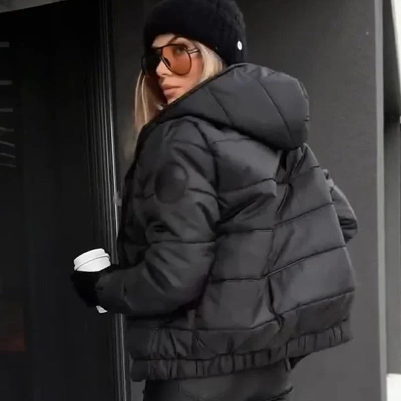 Damen lässige, warme Jacke mit Kapuze