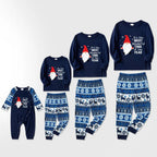 Joyful Blue Christmas Pajamas Set Featuring Gnome with Santa Quotes