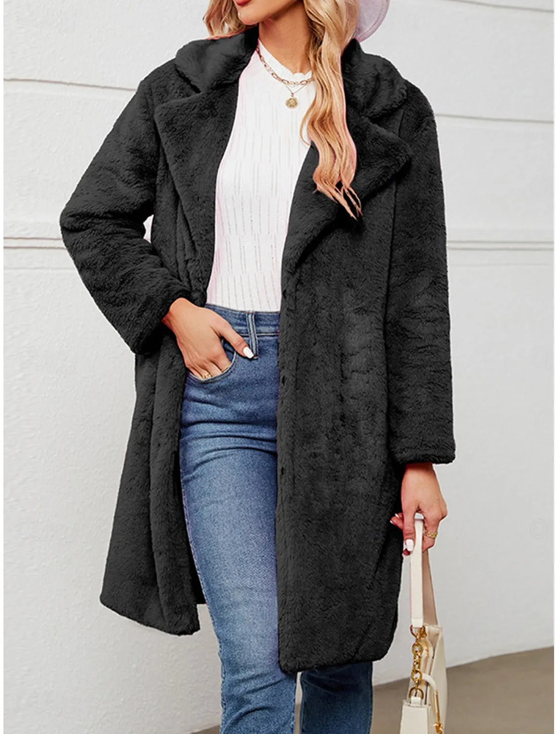 Women's Winter Fleece Sherpa Jacket Windproof Long Teddy Coat