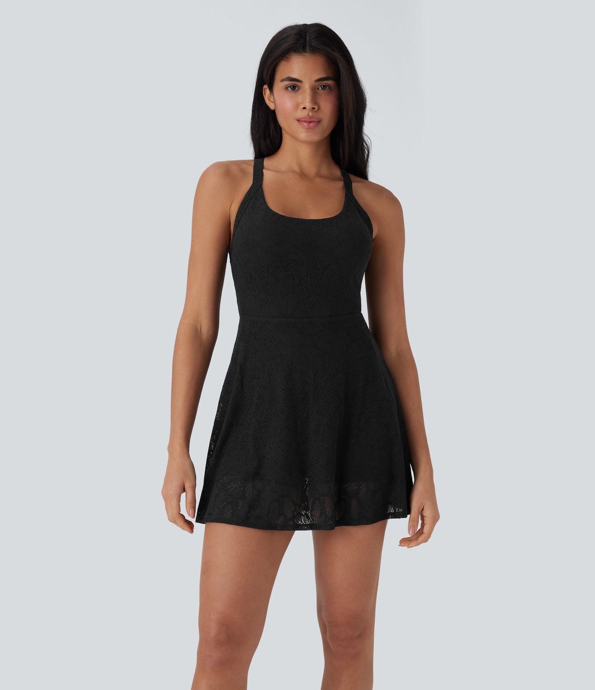 Lace 2-in-1 Mini Dance Active Dress with Pockets-Easy Peezy