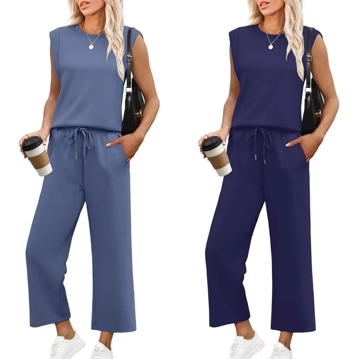2025 New Women's  Sleeveless Top & Wide-Leg Pants 2-Piece Set
