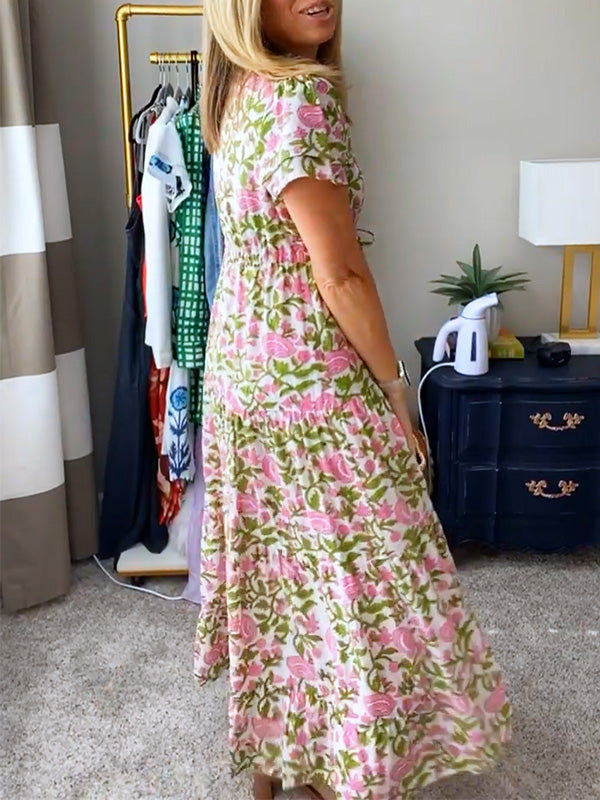 NEW🔥 Floral Print Elastic Waist Dress- Tax Free