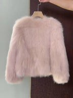 Women's Faux Fox Fur Coat Short Section Autumn Winter New Style Korean Version Commuting Real Fur Patchwork Outerwear