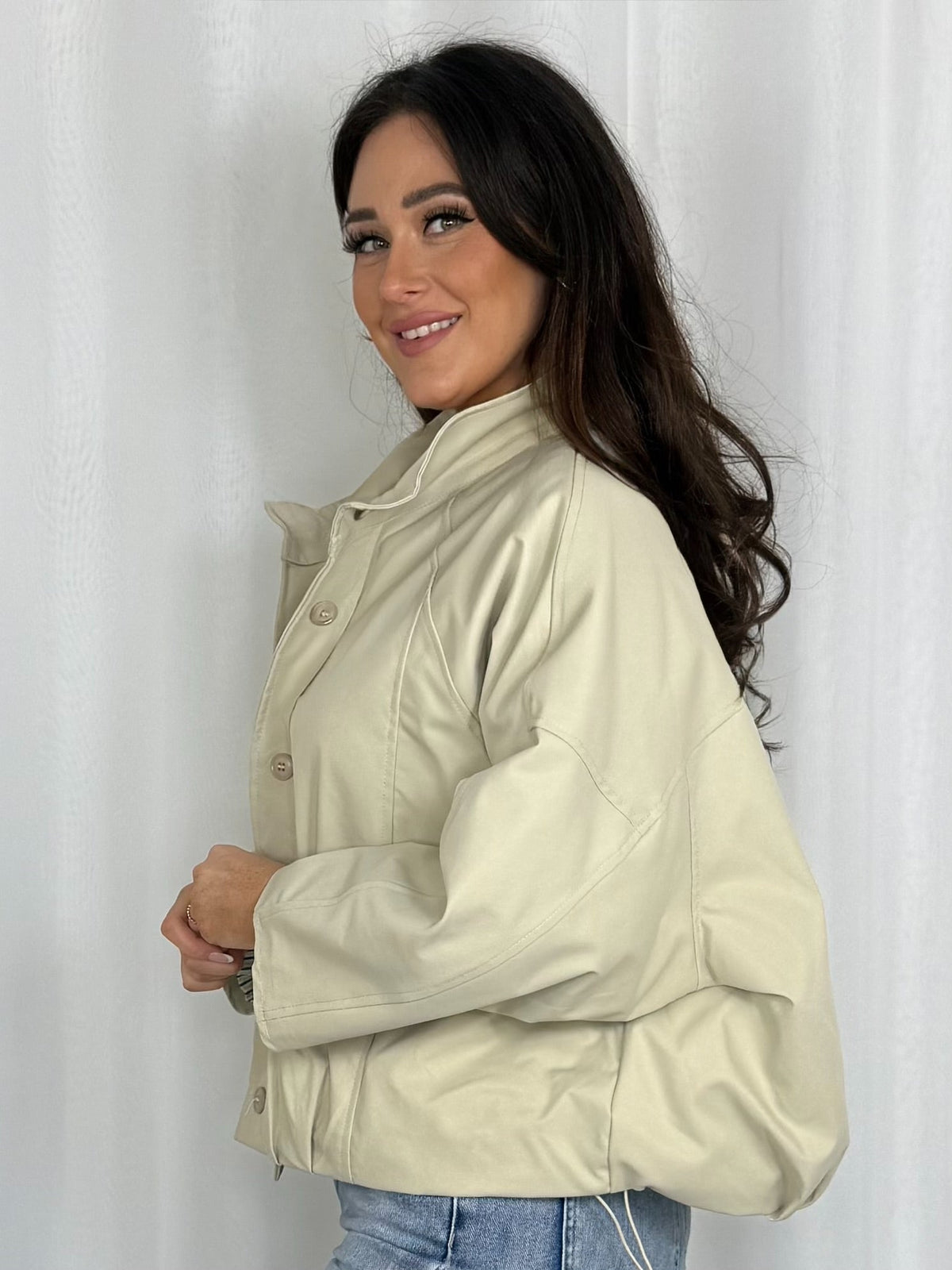 Drawstring Balloon Style Boxy Trench Style Coat (2 Colours)