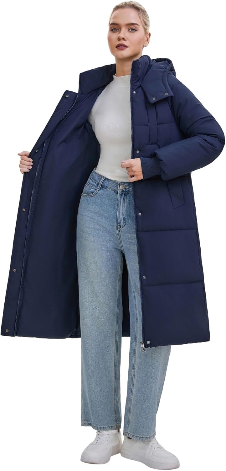 Long Puffer Jacket for Women,2024 Thickened Winter Coat Hooded with Deep Pockets, Ladies Warm Winter Jacket
