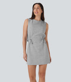 Sleeveless Drawstring 2 Piece Mini Golf Active Dress