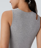 High Stretch Ribbed Knit Cropped Yoga Tank Top
