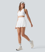 High Waisted Pleated 2-in-1 Cool Touch Quick Dry Mini Tennis Skirt with Pockets