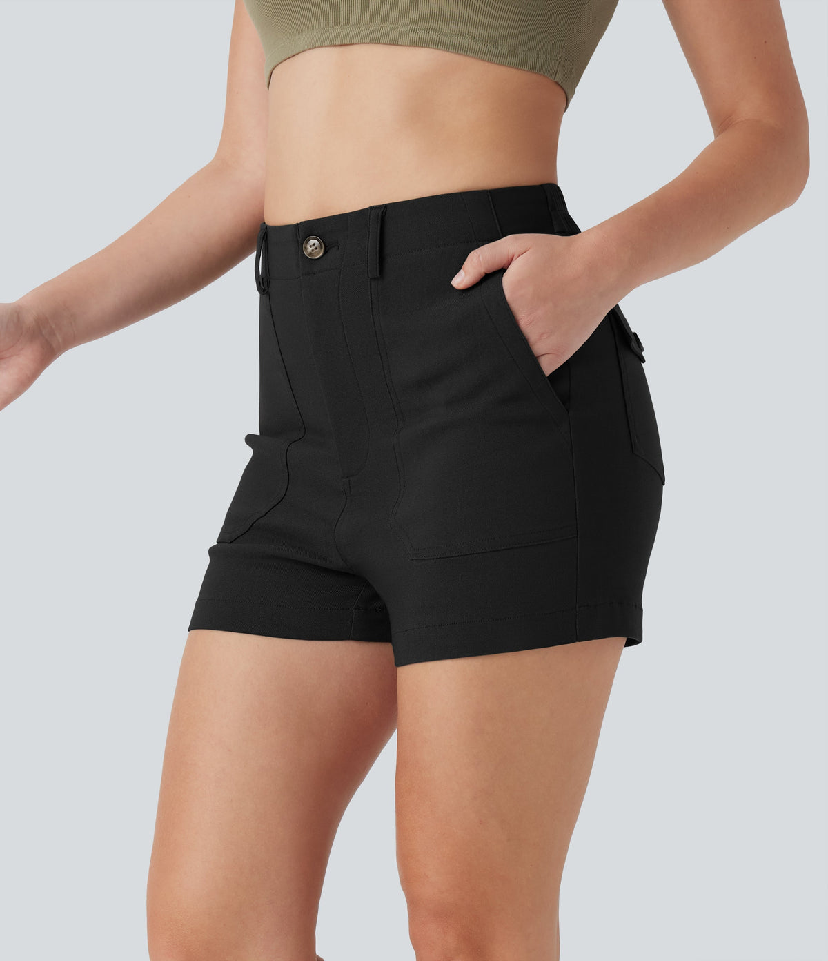 High Waisted Casual Shorts with Pockets