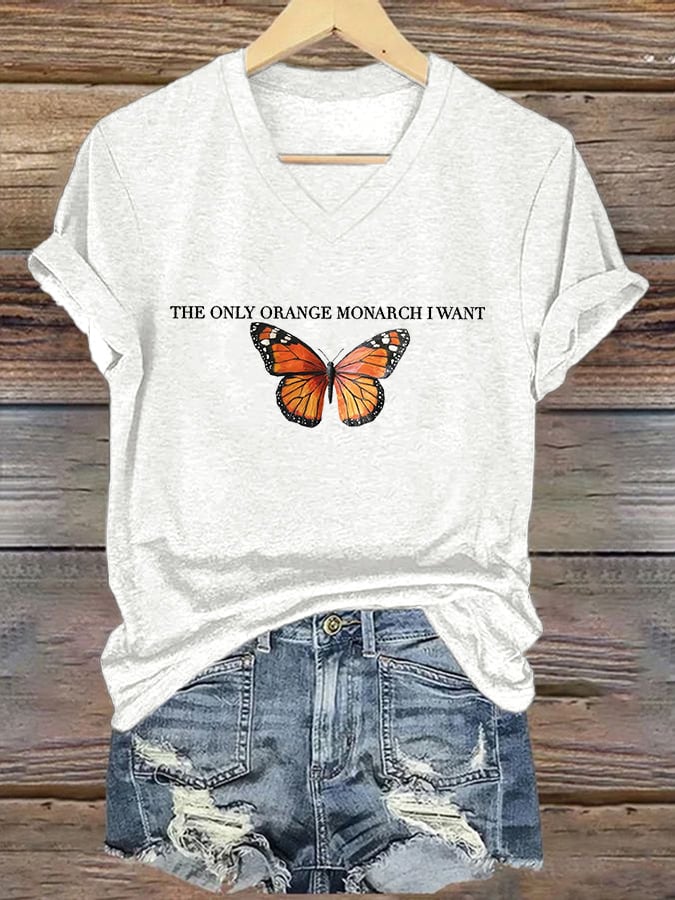 🔥Buy 3 Get 15% Off🔥V-Neck Retro We Only Need One Monarch And It's A Butterfly Print T-Shirt