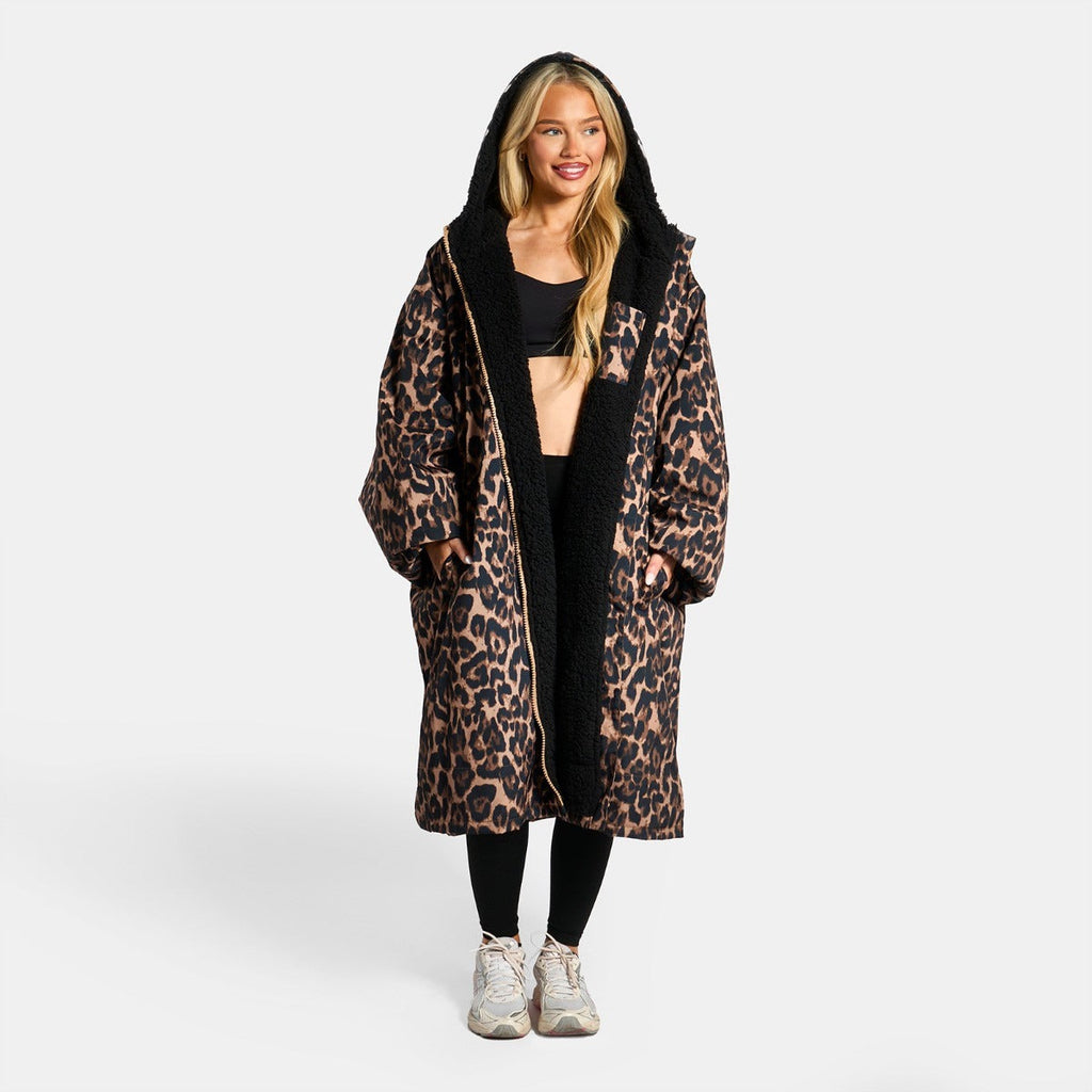 Drying Robe Waterproof Wind Resistant Changing Robe Soft Sherpa Fleece Lined Oversized Hooded Long Sleeve Coat Jacket for Kids Adults Men Women Surfing Beach Swimming Keep Dry