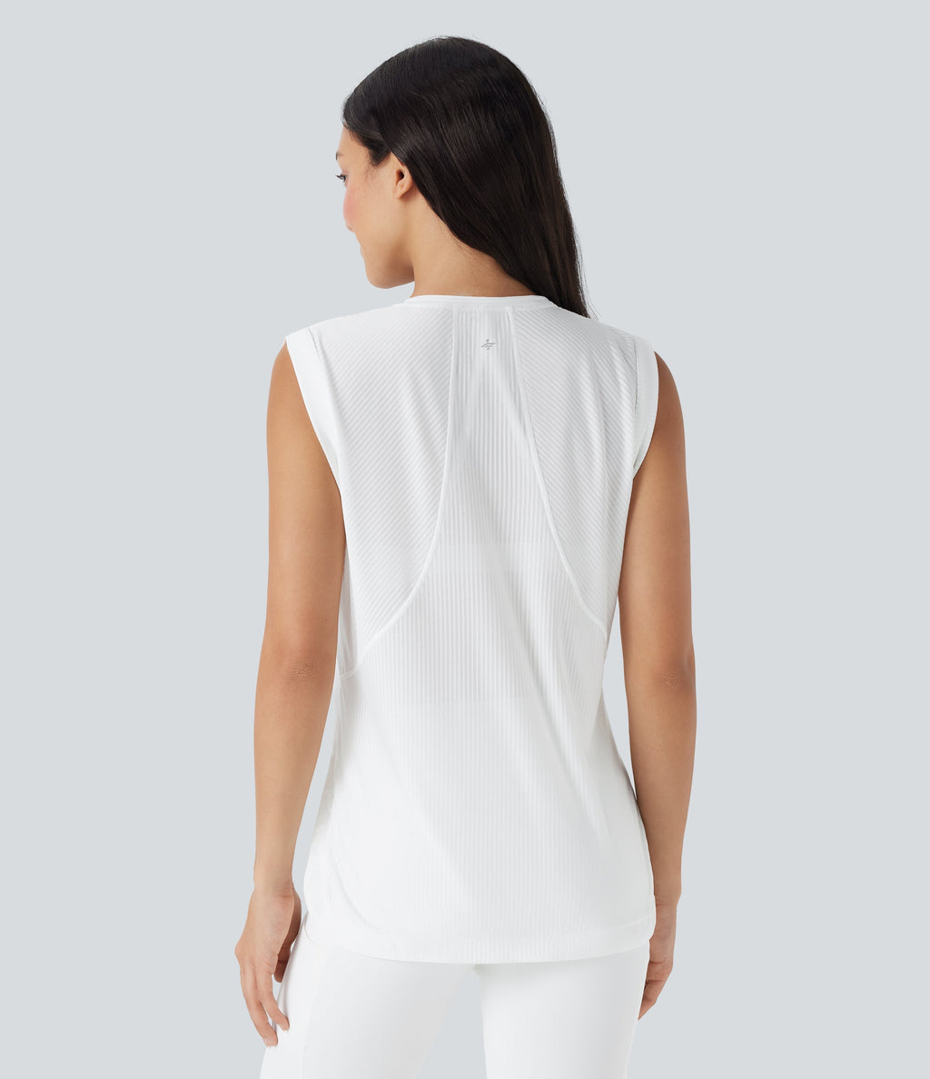 Round Neck Curved Hem Quick Dry Yoga Tank Top