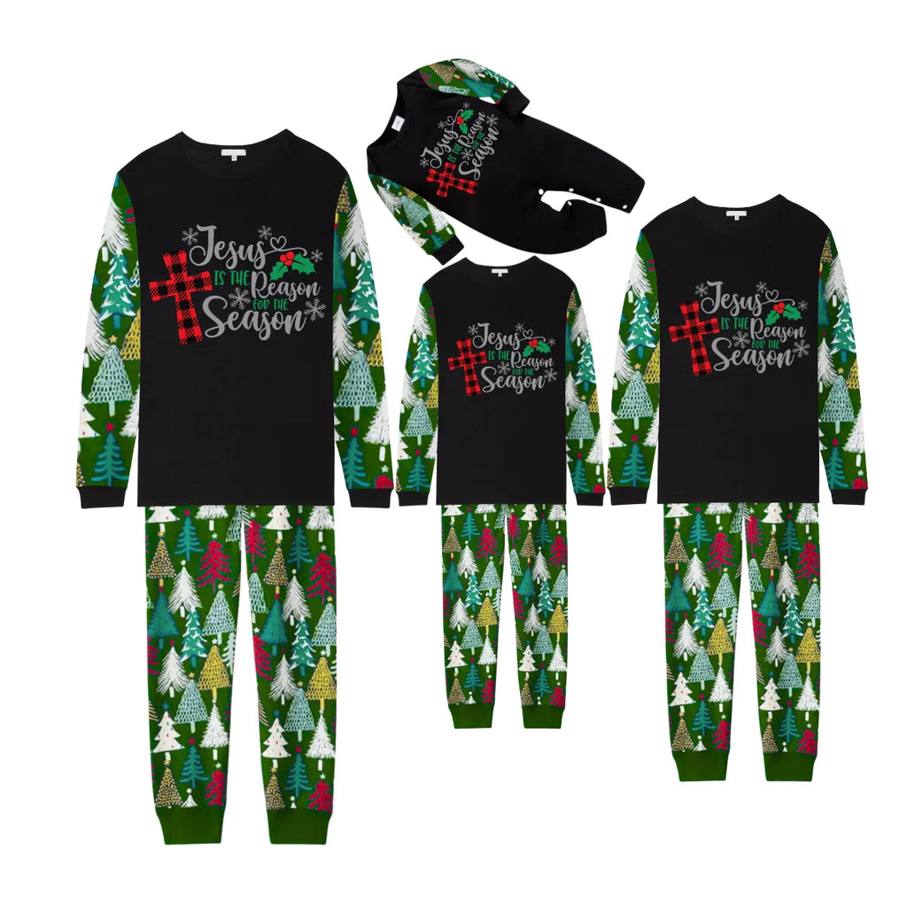 Matching Family Christmas Pajamas Jesus Is the Reason, Christmas Tree Pattern