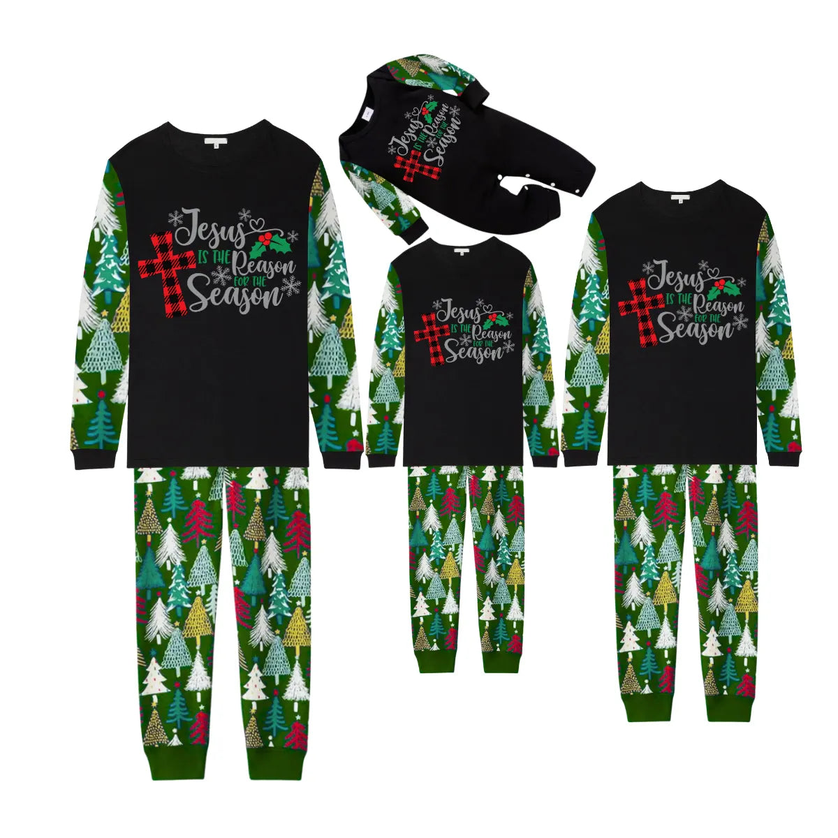 Matching Family Christmas Pajamas Jesus Is the Reason, Christmas Tree Pattern