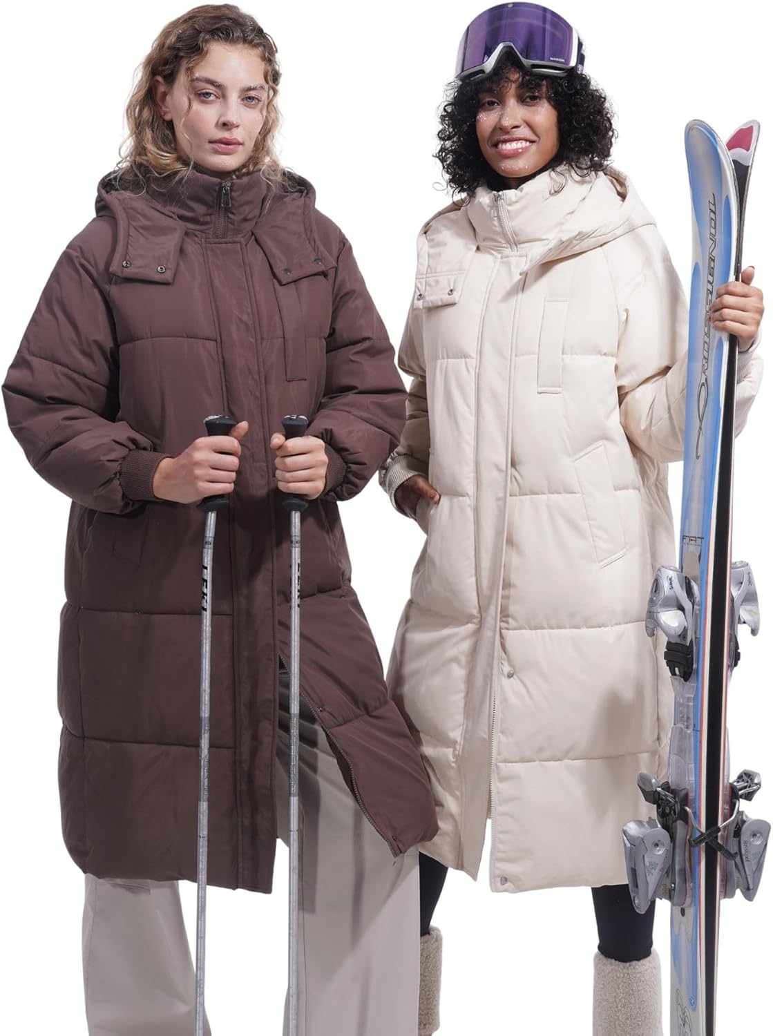 Long Puffer Jacket for Women,2024 Thickened Winter Coat Hooded with Deep Pockets, Ladies Warm Winter Jacket