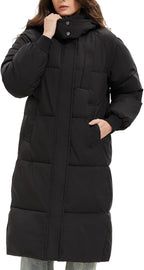 Long Puffer Jacket for Women,2024 Thickened Winter Coat Hooded with Deep Pockets, Ladies Warm Winter Jacket