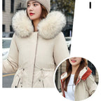 Women's winter parka with hood and fur collar