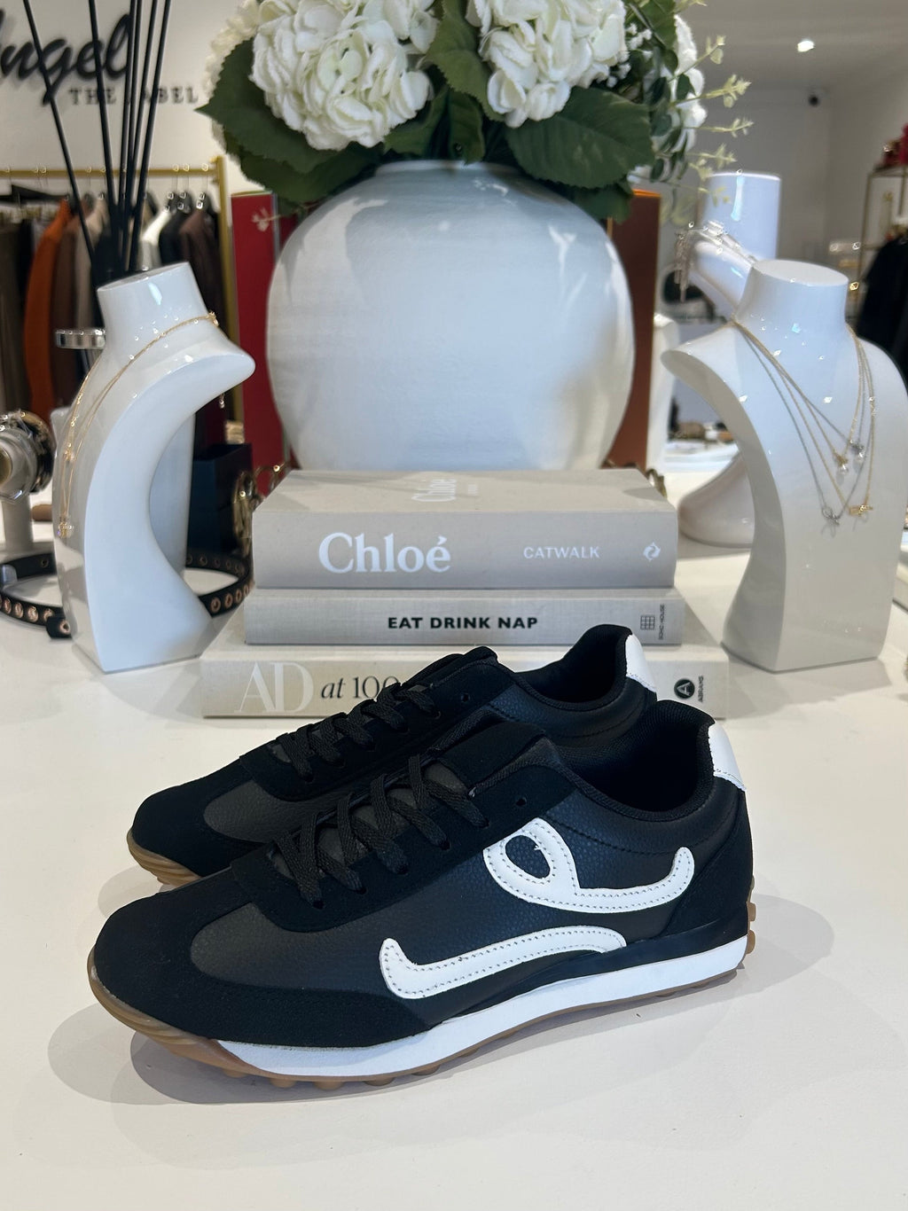 Faux Leather & Suede Swirl Design Trainers (2 Colours)
