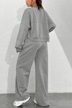 Zip-up Collarless‌ Cardigan Pants Set
