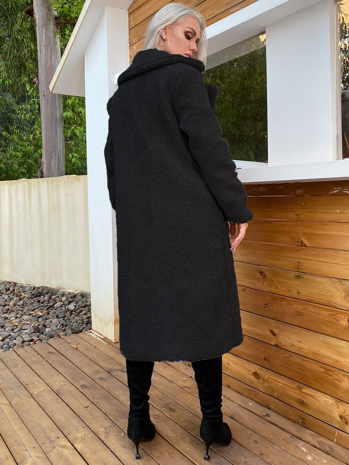 RAOGE Jackets for Women Jackets - Single Button Teddy Midi Coat