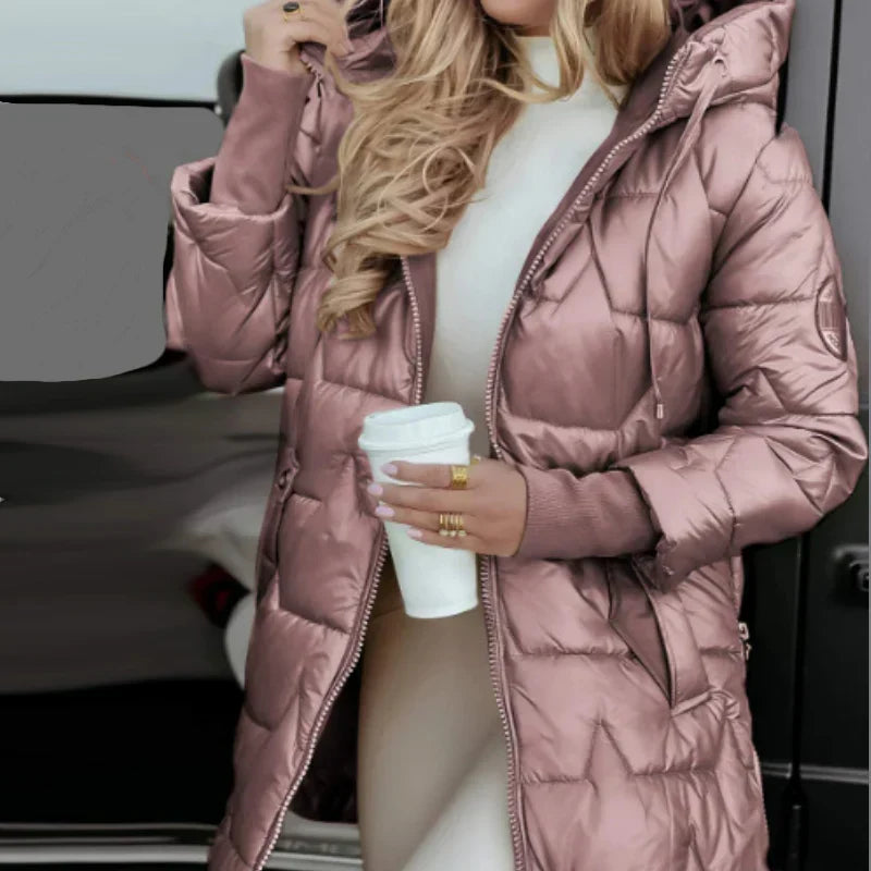 Women's Winter Warm Hooded Coat in Mid-Length