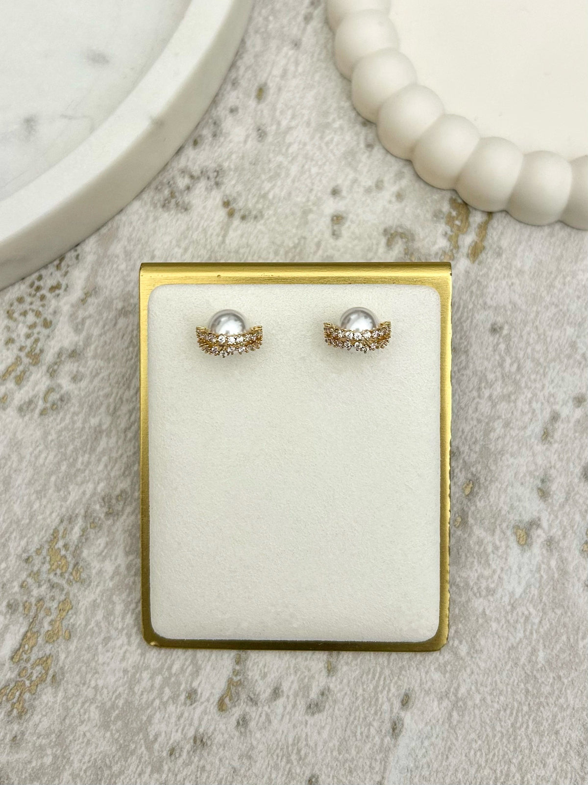 Pearl Diamante Orb Studs (2 Colours)