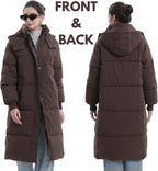 Long Puffer Jacket for Women,2024 Thickened Winter Coat Hooded with Deep Pockets, Ladies Warm Winter Jacket