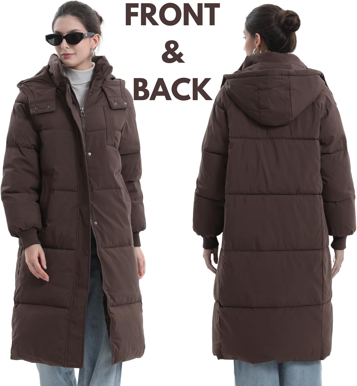 Long Puffer Jacket for Women,2024 Thickened Winter Coat Hooded with Deep Pockets, Ladies Warm Winter Jacket