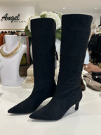 Faux Suede Knee High Stiletto Boots (2 Colours)