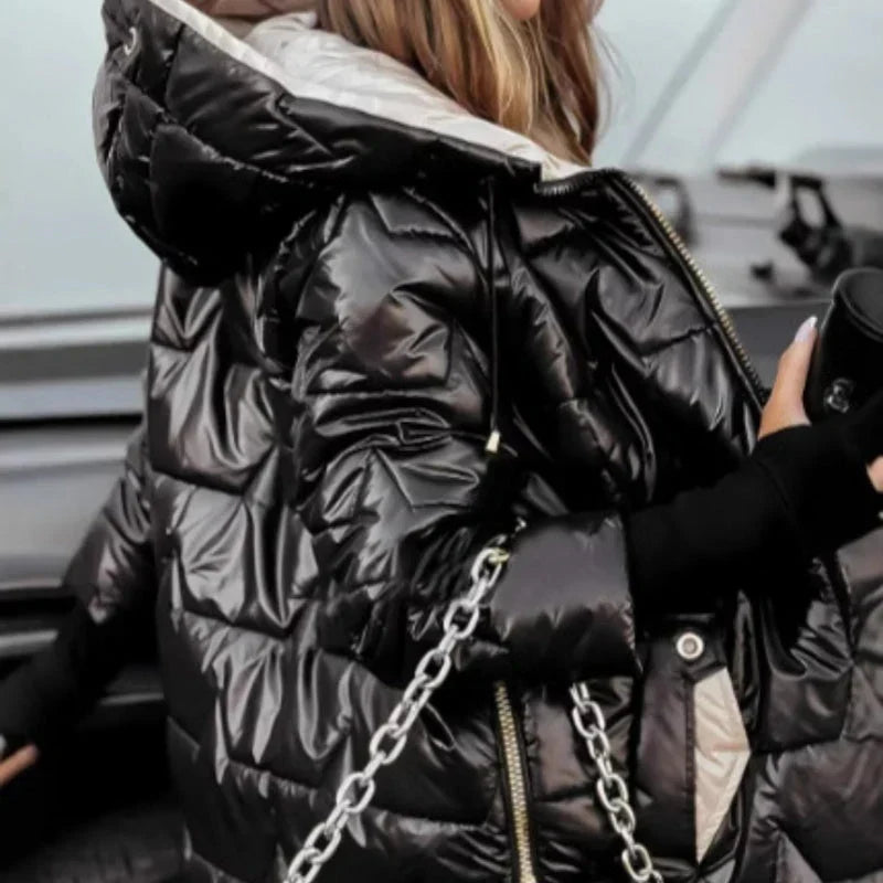Women's Winter Warm Hooded Coat in Mid-Length