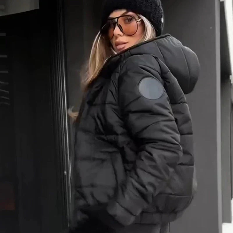 Damen lässige, warme Jacke mit Kapuze