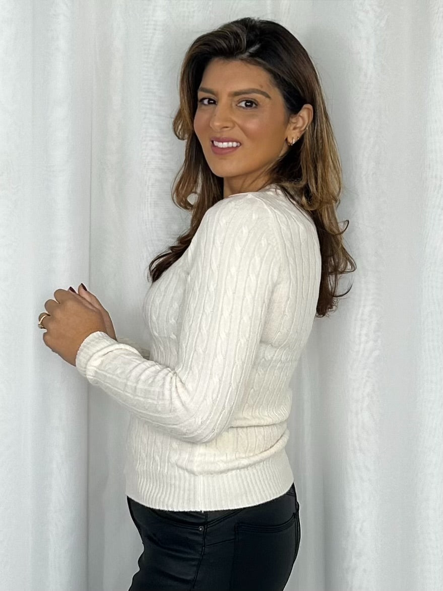 Round Neck Long Sleeve Cable Knit Top (5 Colours)