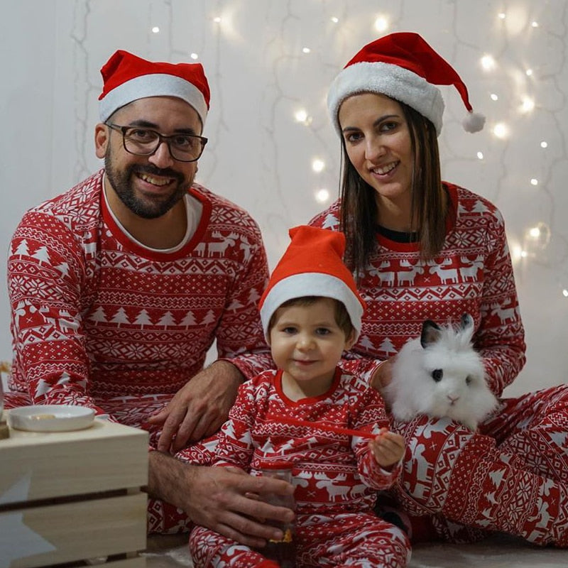 Red Xmas Spirit Matching Family Pajamas