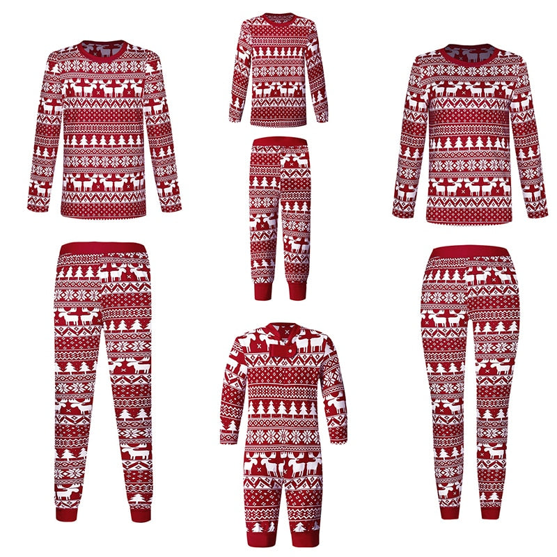 Red Xmas Spirit Matching Family Pajamas
