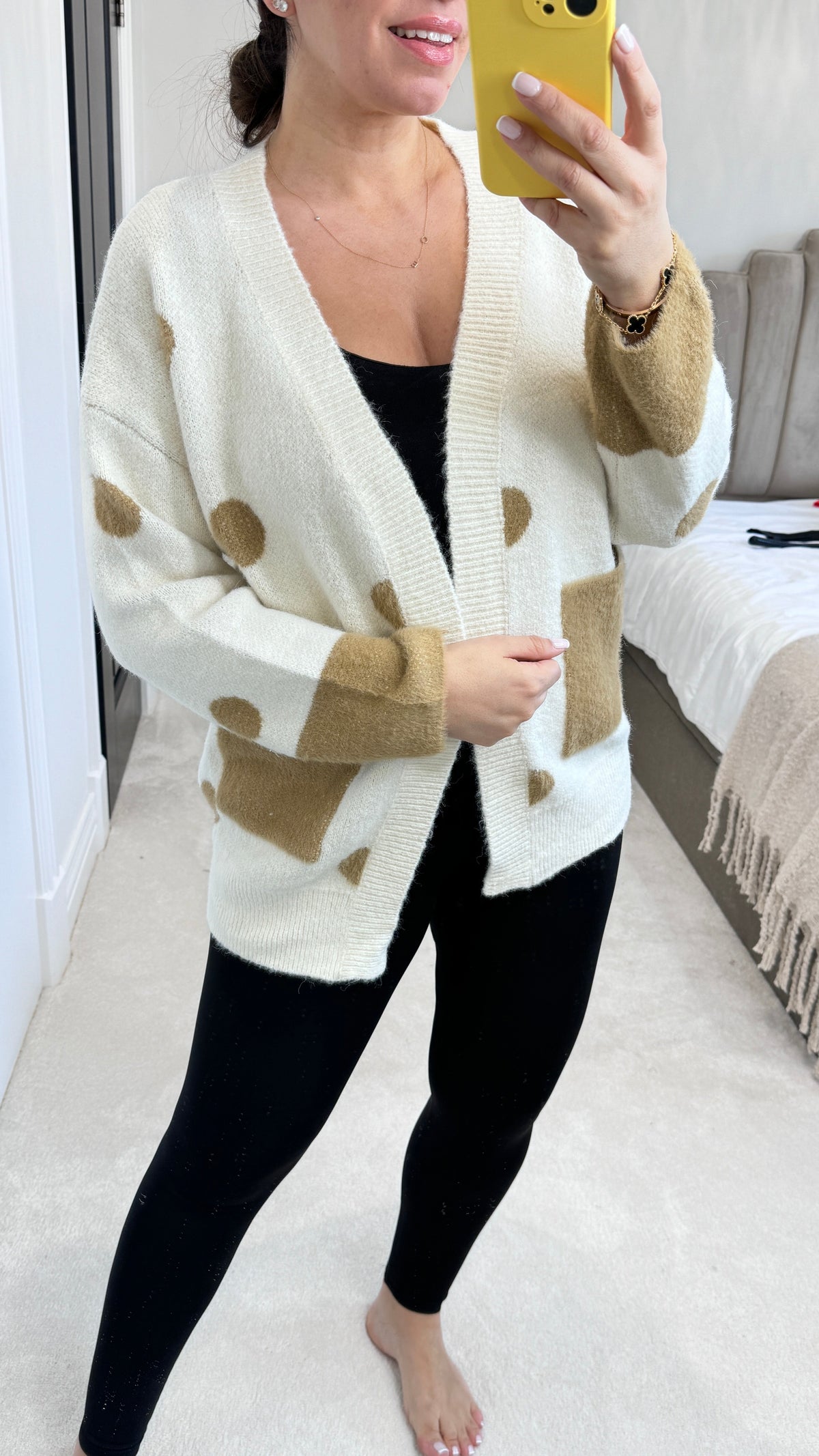 Cassidy Faux Fur Polka Dot Cardigan