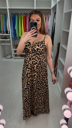 Matilda Tan Leopard Print Wrap Front Maxi Dress