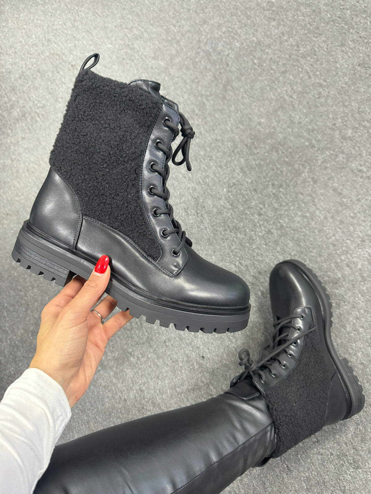 Vinnie Teddy Detail Biker Boots