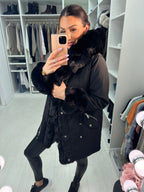 Amaya Faux Fur Hooded Toggle Coat