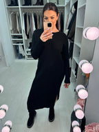 Asira Ribbed Knit Plain Maxi Dress