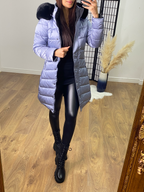 Twilight Reversible Metallic Blue/Black Hooded Coat