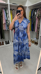 Dovile Floral Print Frill Hem Midi Dress