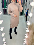 Aleesha Ribbed Roll Neck Knitted Jumper Dress
