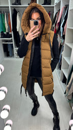 Katlyn Camel Oversized Puffer Gillet Coat