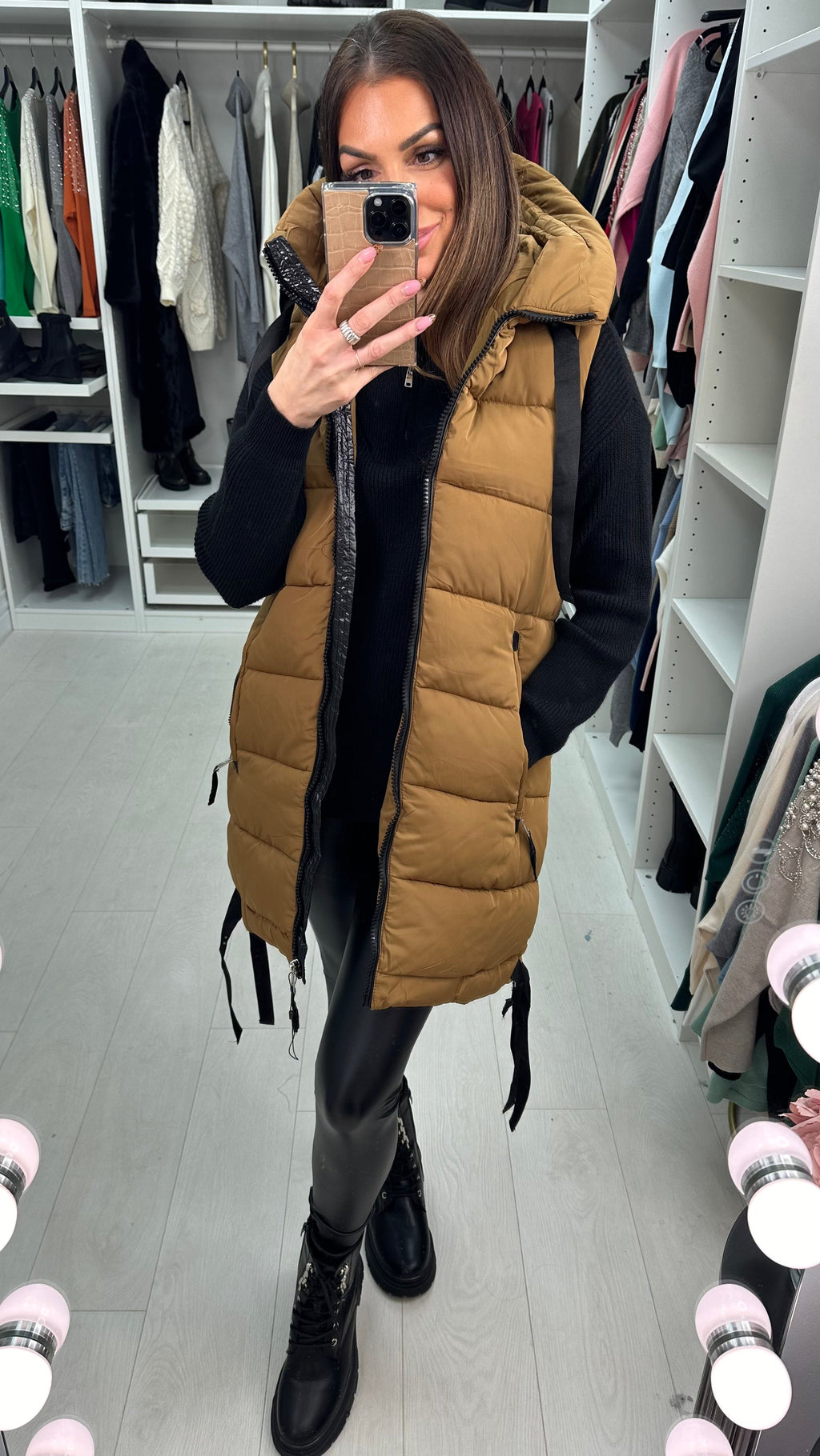 Katlyn Camel Oversized Puffer Gillet Coat